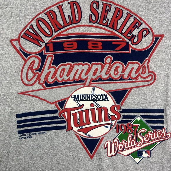 Vintage 1987 Minnesota Twins World Series Champions T Shirt Sz LG Single‎ Stitch - Picture 2 of 12